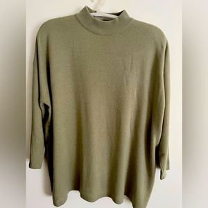 Sage green mock turtleneck cashmere sweater